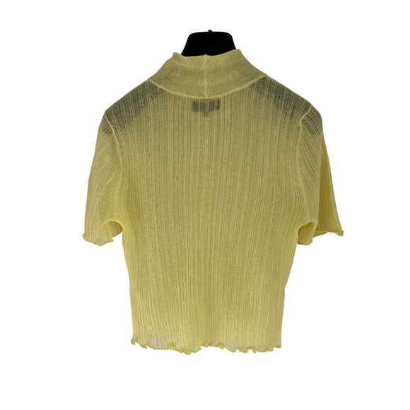 Majorelle Yellow Arbor Shortsleeved Sheer Mock Neck Top Size med - Picture 6 of 7